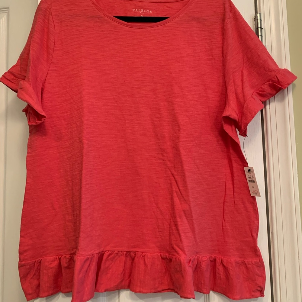 Coral Pink Ruffle T-Shirt